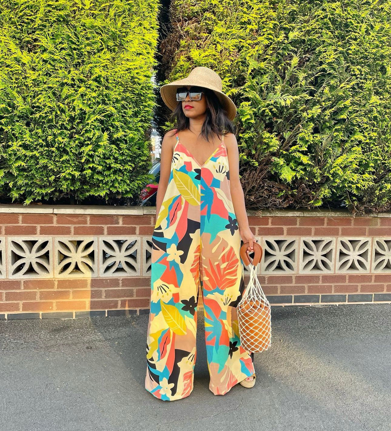 Floral wide legged Jump suit