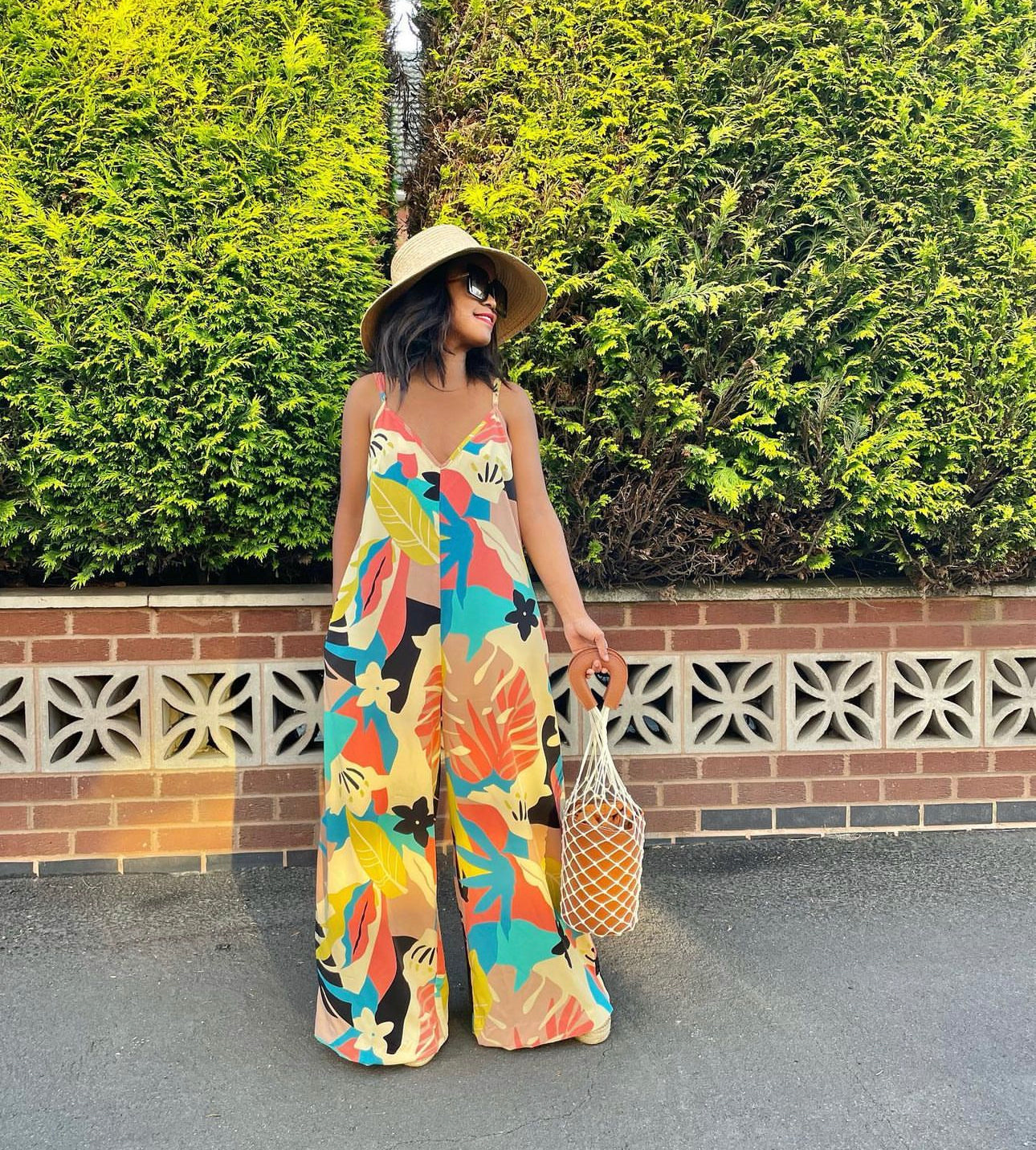 Floral wide legged Jump suit