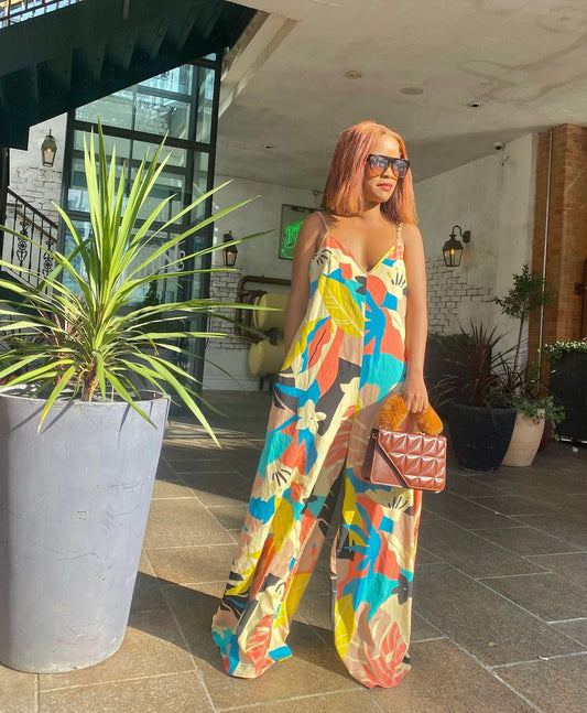 Floral wide legged Jump suit