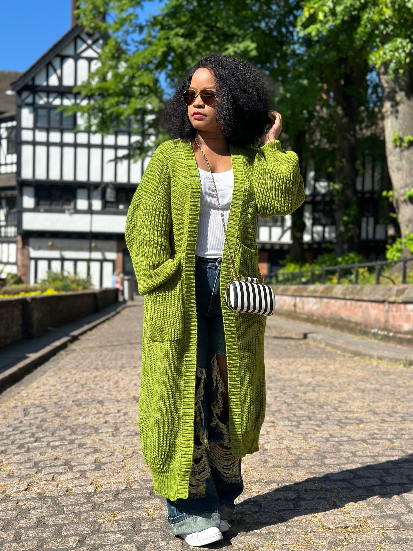 Green maxi cardigan